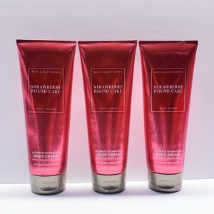 Bath & Body Works STRAWBERRY POUND CAKE Ultimate Hydration Body Cream, 8oz(3pcs)